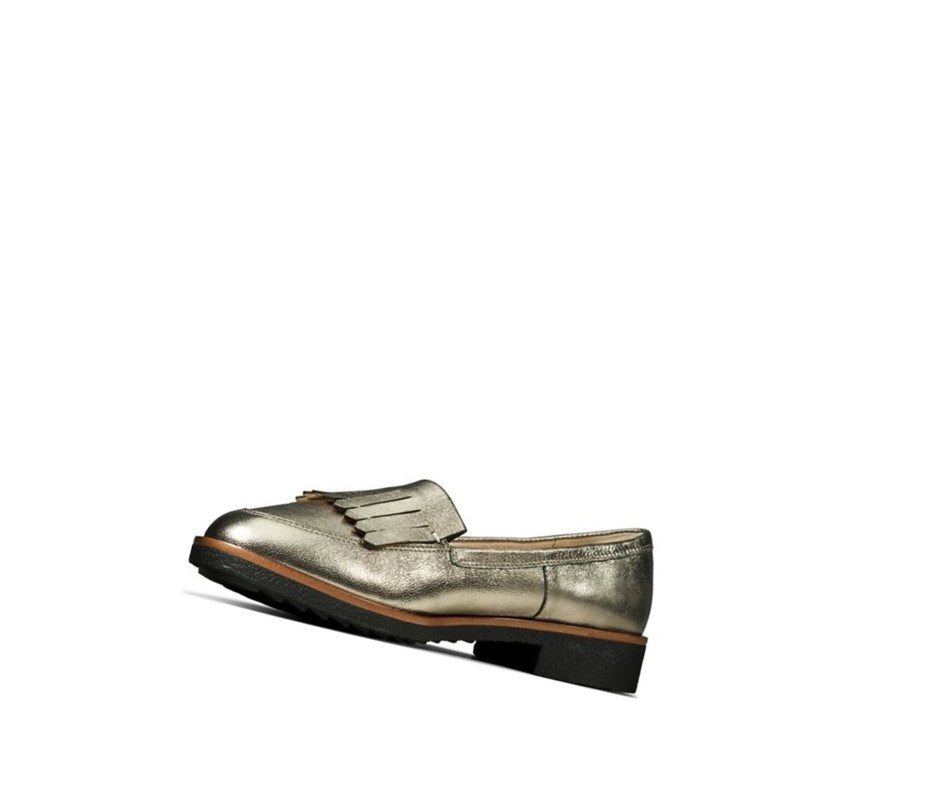 Clarks Griffin Kilt Flache Schuhe Damen Gold | HSRJ98135