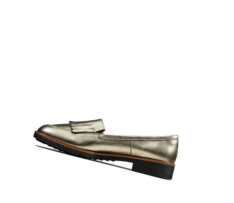 Clarks Griffin Kilt Flache Schuhe Damen Gold | HSRJ98135