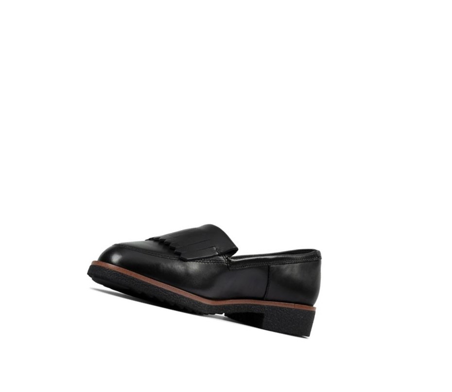 Clarks Griffin Kilt Leder Flache Schuhe Damen Schwarz | FJWT81734