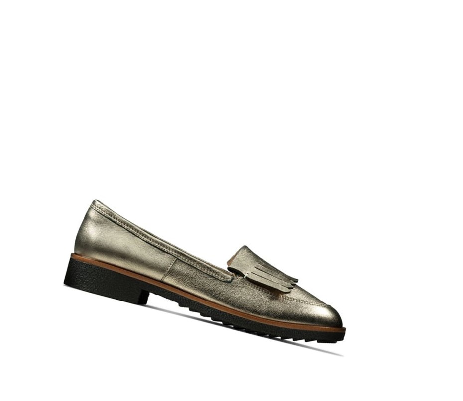 Clarks Griffin Kilt Slip On Schuhe Damen Gold | FGWB84132