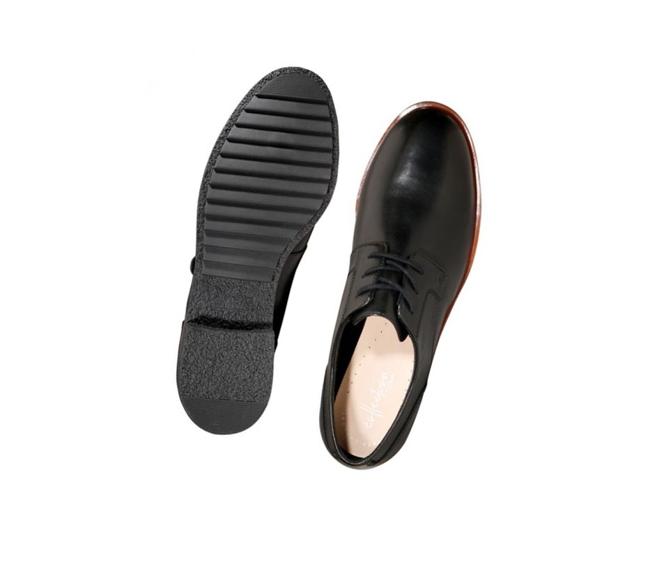 Clarks Griffin Lane Leder Lederschuhe Damen Schwarz | QKIH13908