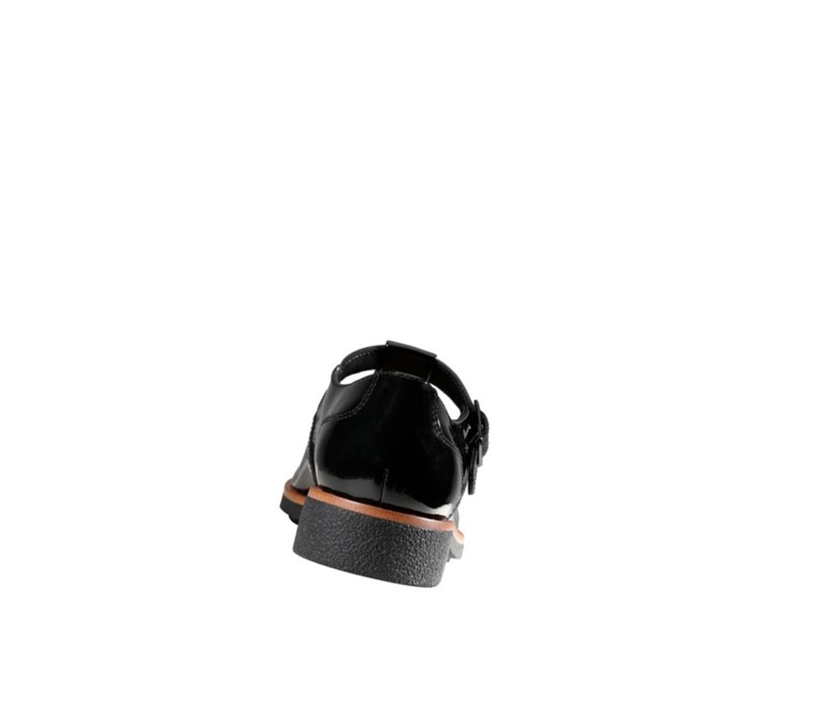 Clarks Griffin Town Lack Flache Schuhe Damen Schwarz | LWSK41650