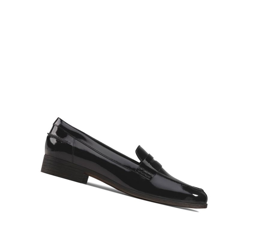Clarks Hamble Lack Leder Loafers Damen Schwarz | WYPN09682