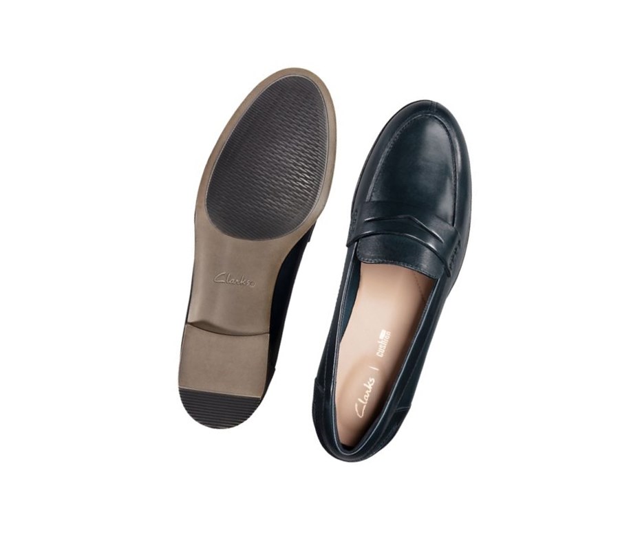 Clarks Hamble Leder Loafers Damen Navy | EUFN15420