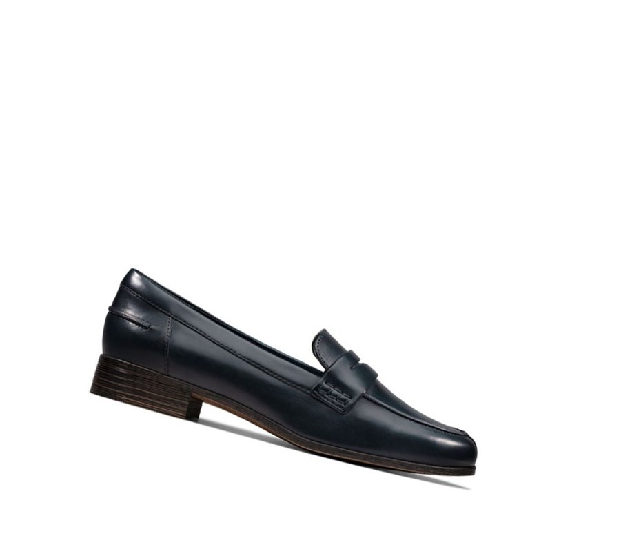 Clarks Hamble Leder Loafers Damen Navy | EUFN15420