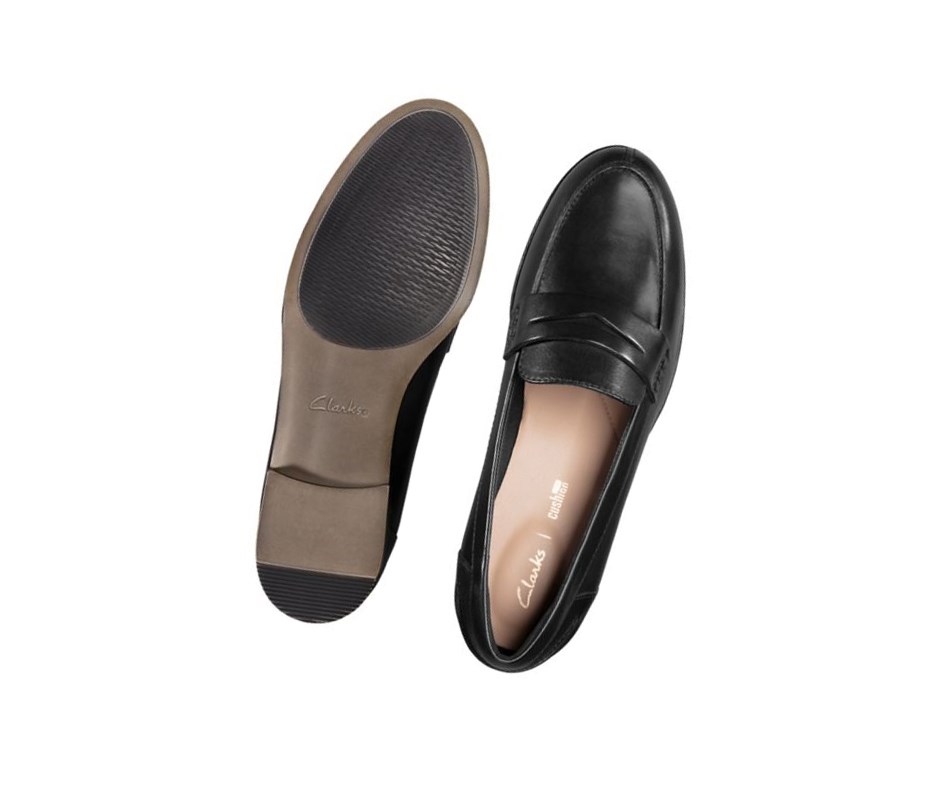 Clarks Hamble Leder Loafers Damen Schwarz | VEMP26903