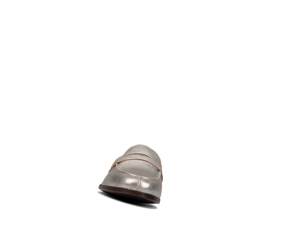 Clarks Hamble Leder Loafers Damen Silber Metal | BFYW84256
