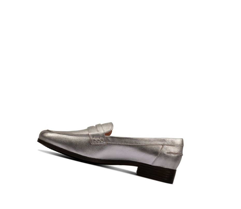 Clarks Hamble Leder Loafers Damen Silber Metal | BFYW84256