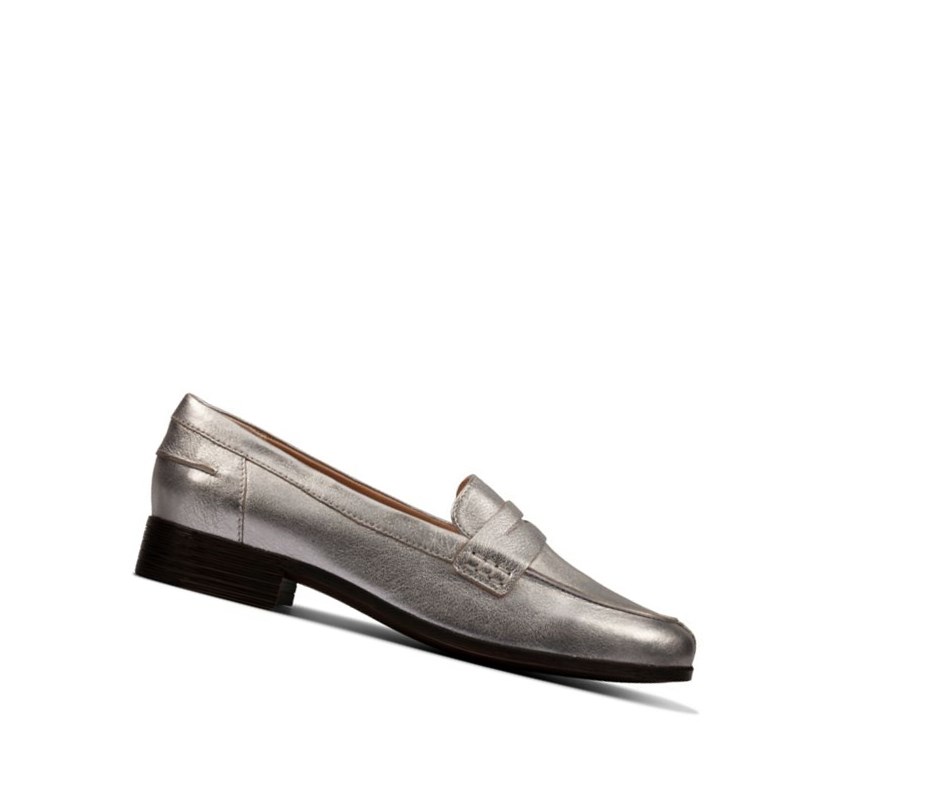 Clarks Hamble Leder Loafers Damen Silber Metal | BFYW84256