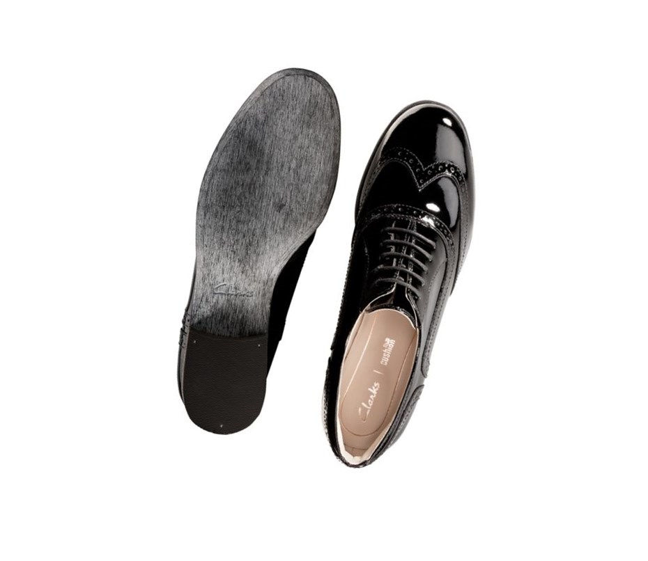 Clarks Hamble Oak Lack Freizeitschuhe Damen Schwarz | FRGA19406