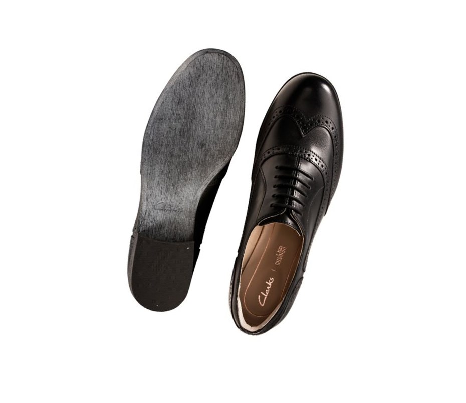 Clarks Hamble Oak Leder Schnürschuhe Damen Schwarz | GSNX49218