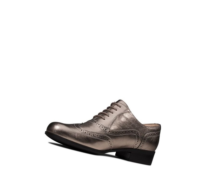 Clarks Hamble Oak Leder Schnürschuhe Damen Gold Metal | MCQY93807