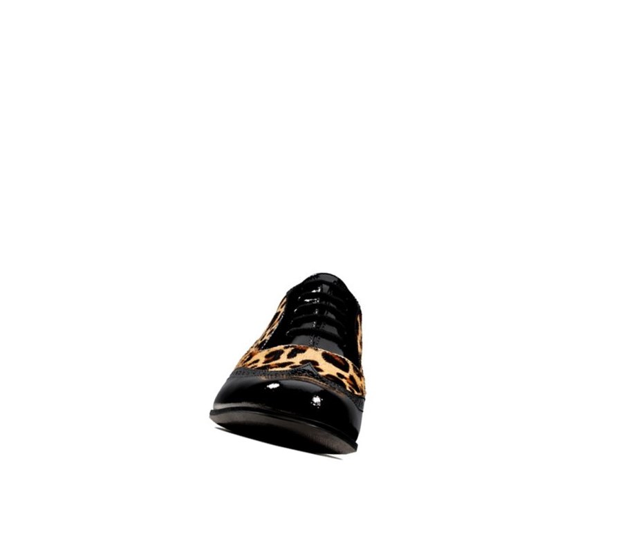 Clarks Hamble Oak Print Leder Schnürschuhe Damen Leopard | SCRN02684