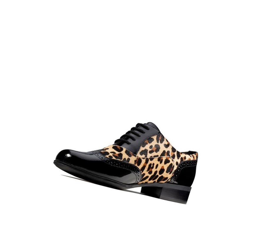 Clarks Hamble Oak Print Leder Schnürschuhe Damen Leopard | SCRN02684