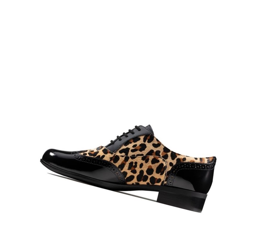 Clarks Hamble Oak Print Leder Schnürschuhe Damen Leopard | SCRN02684