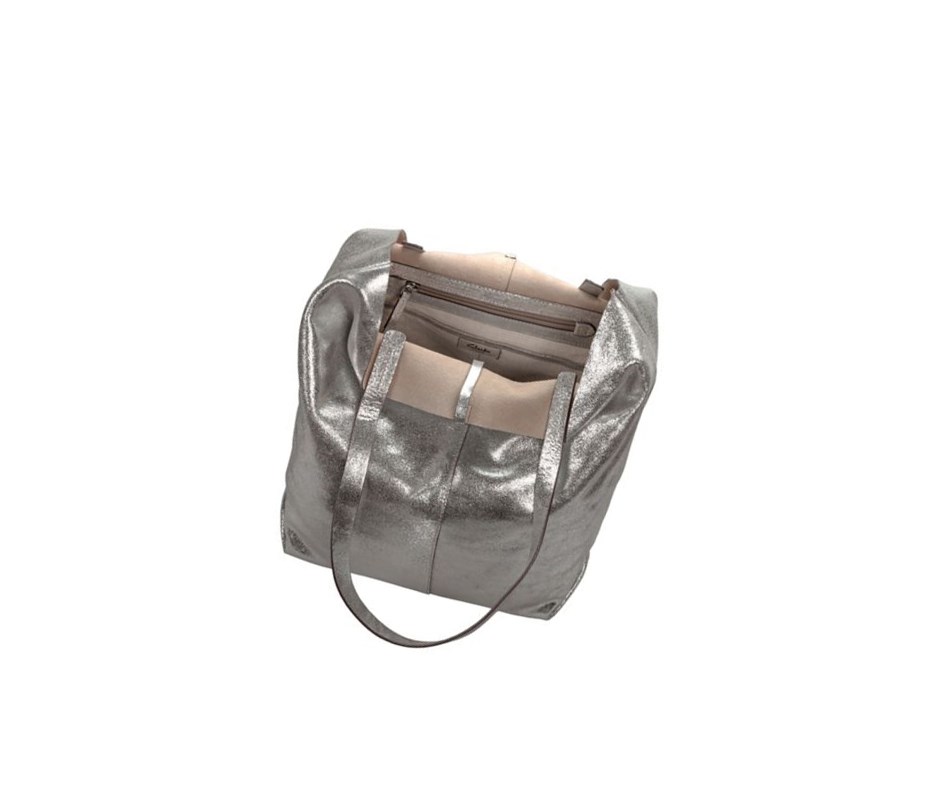 Clarks Hanley Dawn Leder Tragetaschen Damen Silber | FAWX92836