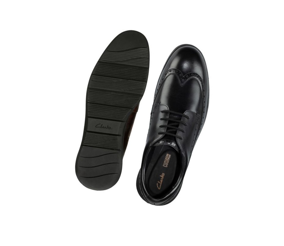 Clarks Helston Limit Leder Lederschuhe Herren Schwarz | SJDO13724