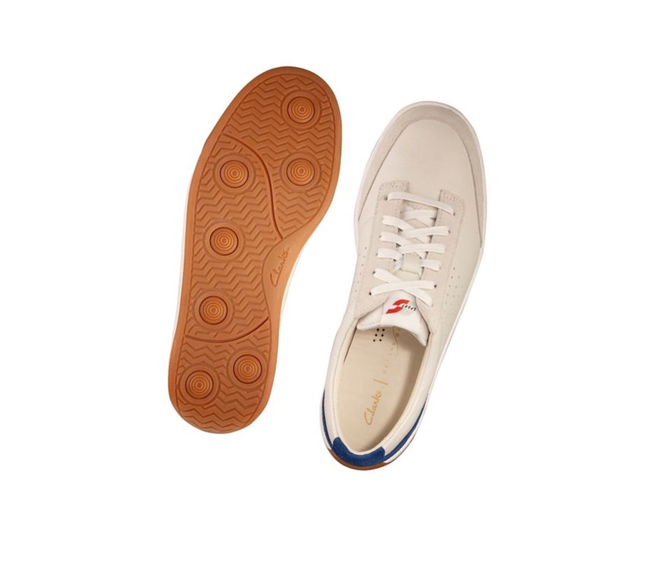 Clarks Hero Air Spitze Freizeitschuhe Herren Weiß Blau | HDGV32064
