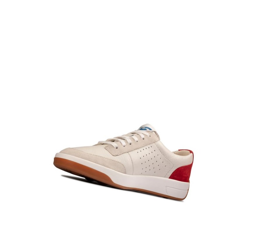 Clarks Hero Air Spitze Lässige Turnschuhe Damen Weiß Rot | OHLK91280