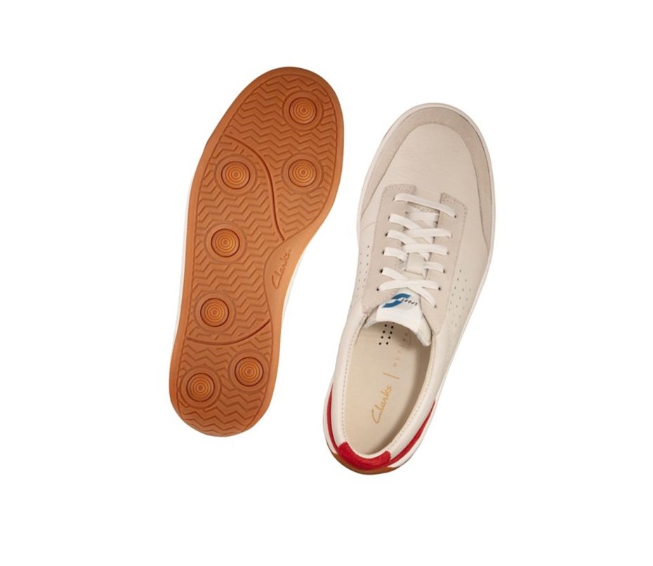 Clarks Hero Air Spitze Lässige Turnschuhe Damen Weiß Rot | OHLK91280