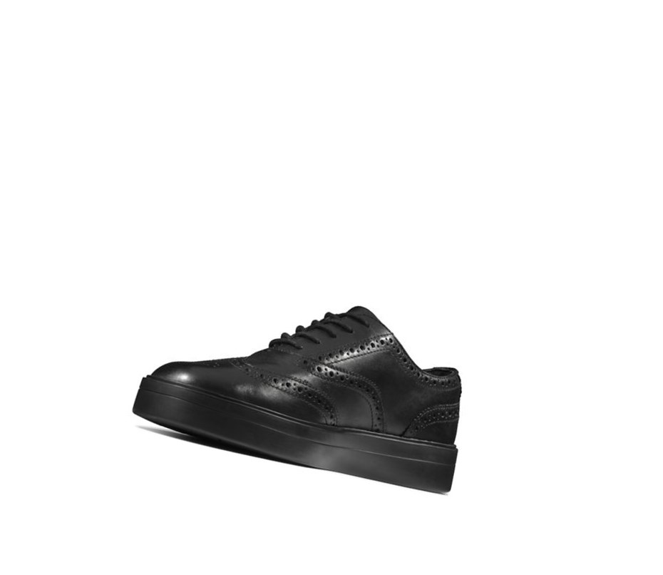 Clarks Hero Leder Sneakers Damen Schwarz | ULIC72539