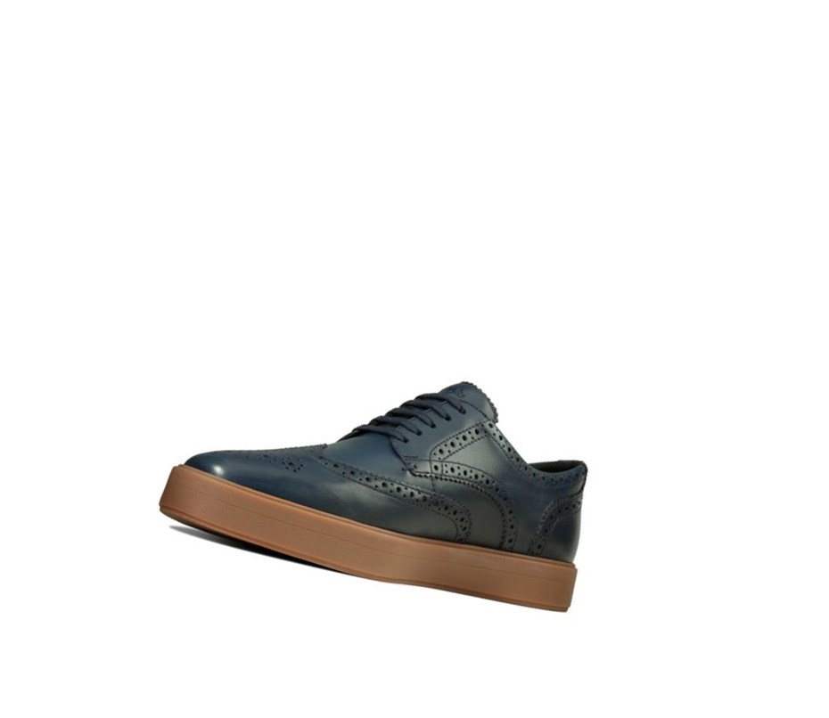 Clarks Hero Limit Leder Sneakers Herren Navy | JFLP39462