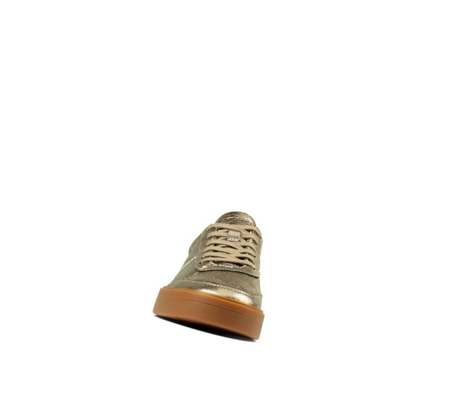 Clarks Hero Walk Leder Flache Schuhe Damen Gold | YVCK74218