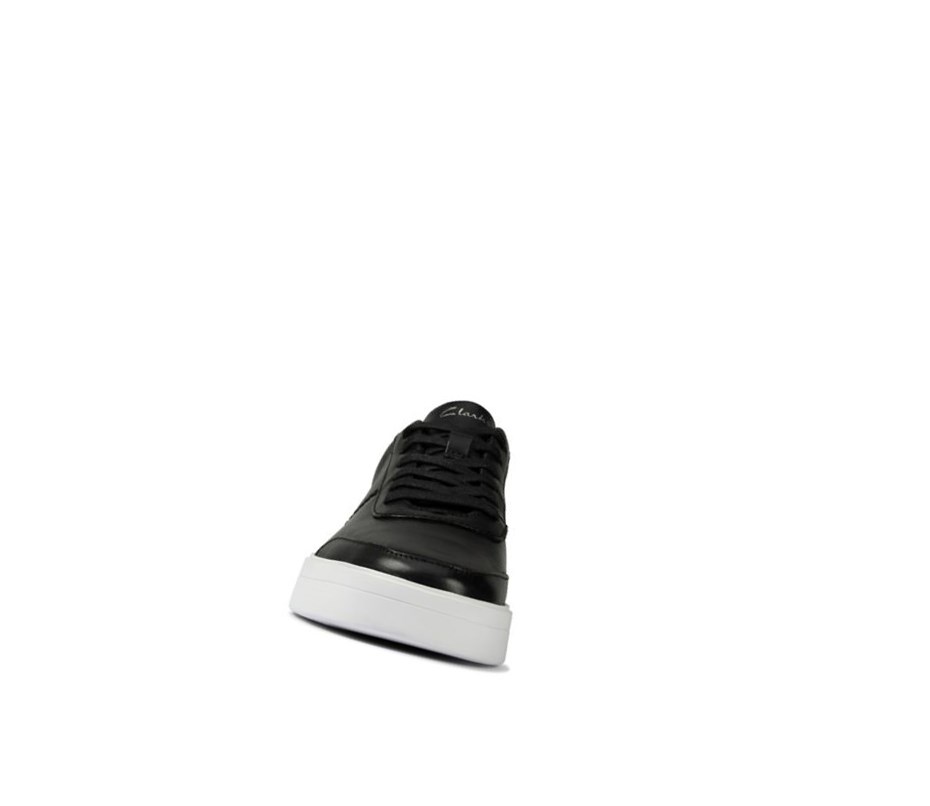 Clarks Hero Walk Spitze-ups Leder Sneakers Damen Schwarz | BXJS28649