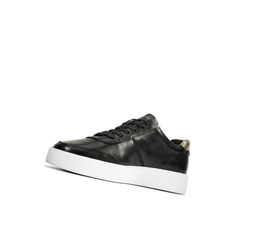 Clarks Hero Walk Spitze-ups Leder Sneakers Damen Schwarz | BXJS28649