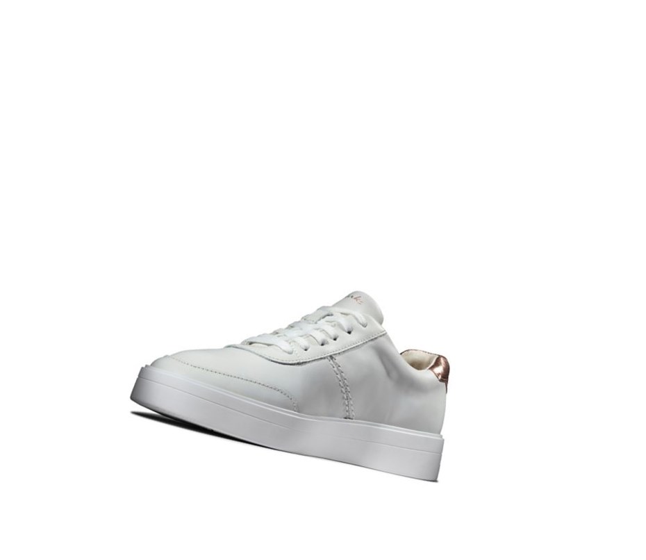 Clarks Hero Walk Spitze-ups Leder Sneakers Damen Weiß | ZVXW89013