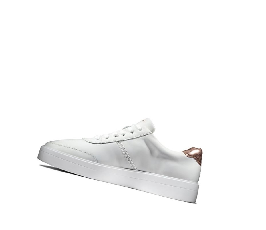 Clarks Hero Walk Spitze-ups Leder Sneakers Damen Weiß | ZVXW89013