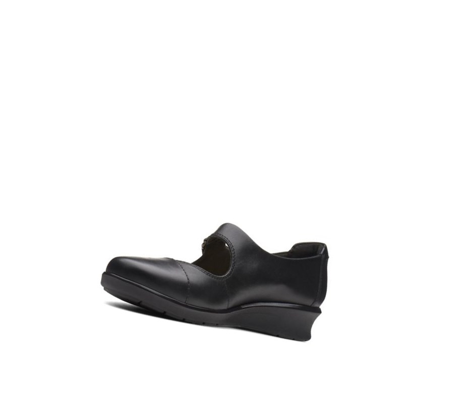 Clarks Hope Henley Leder Lederschuhe Damen Schwarz | OEHM02531