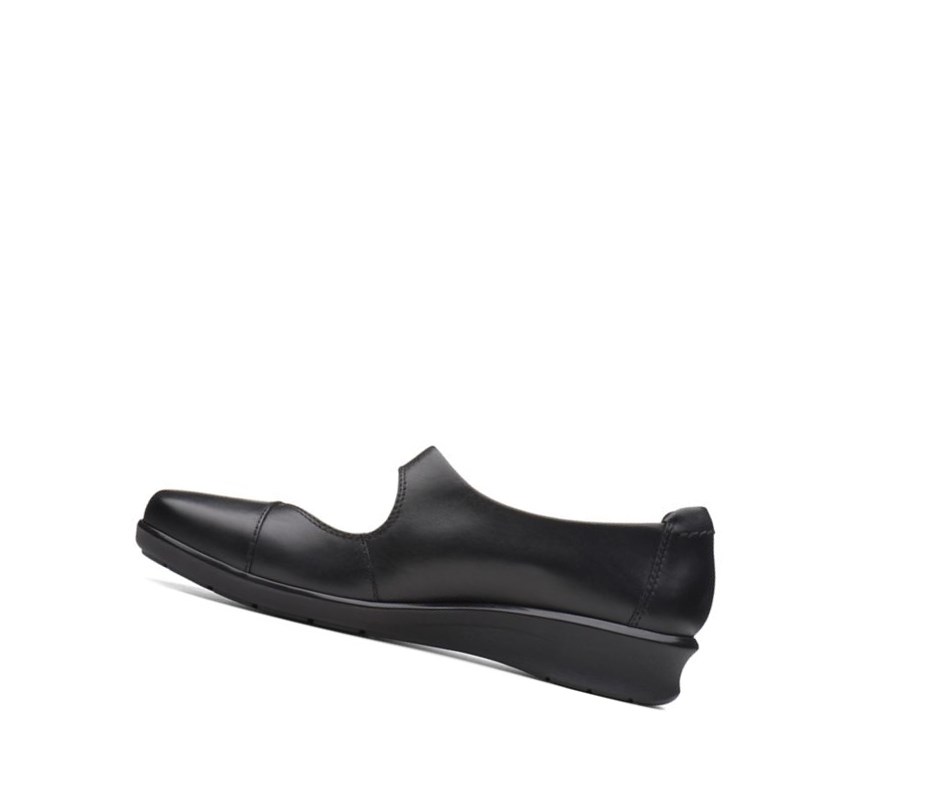 Clarks Hope Henley Leder Lederschuhe Damen Schwarz | OEHM02531