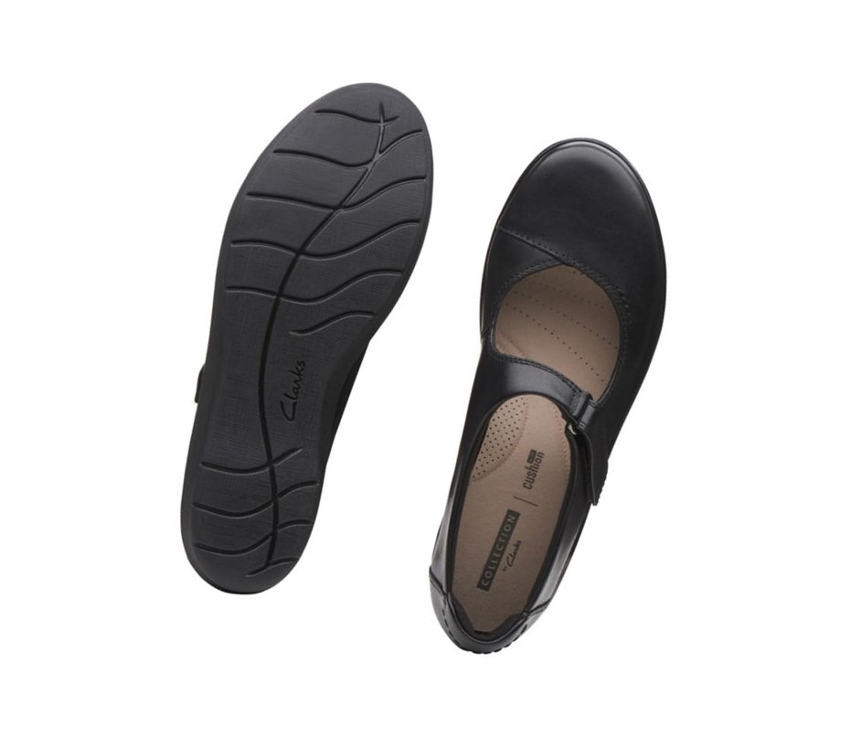 Clarks Hope Henley Leder Lederschuhe Damen Schwarz | OEHM02531
