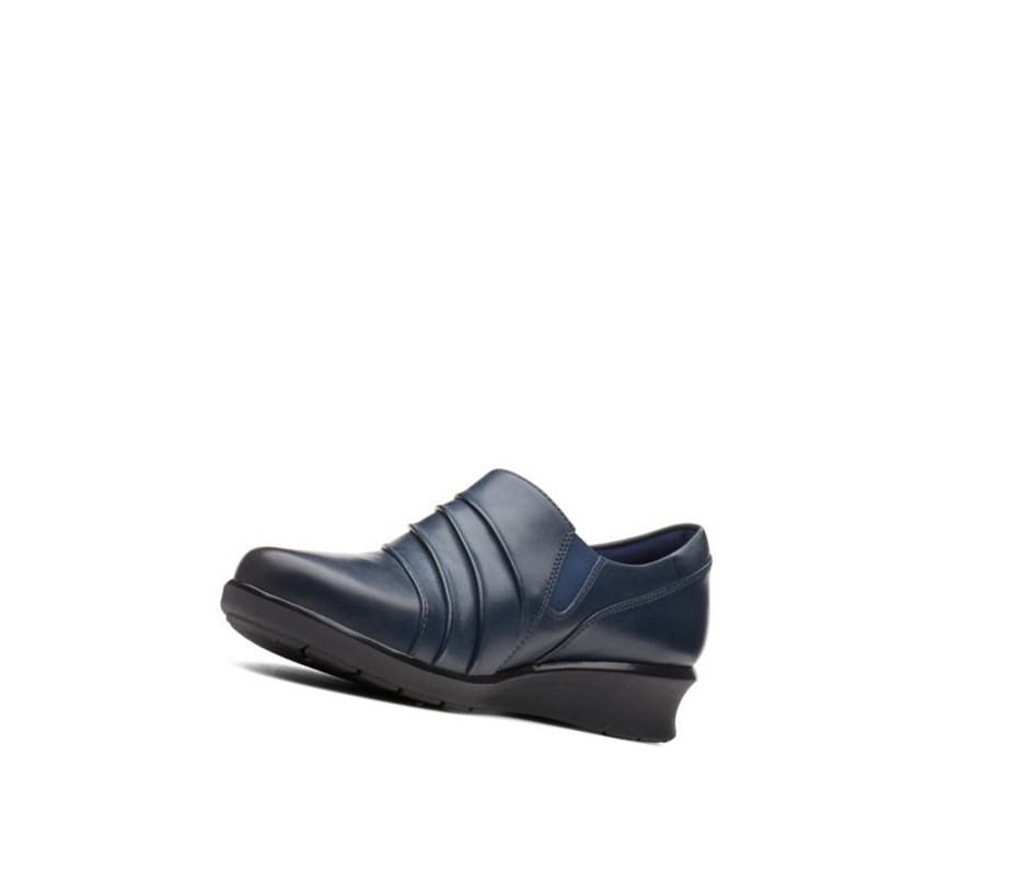 Clarks Hope Roxanne Leder Flache Schuhe Damen Navy | VCNX51204