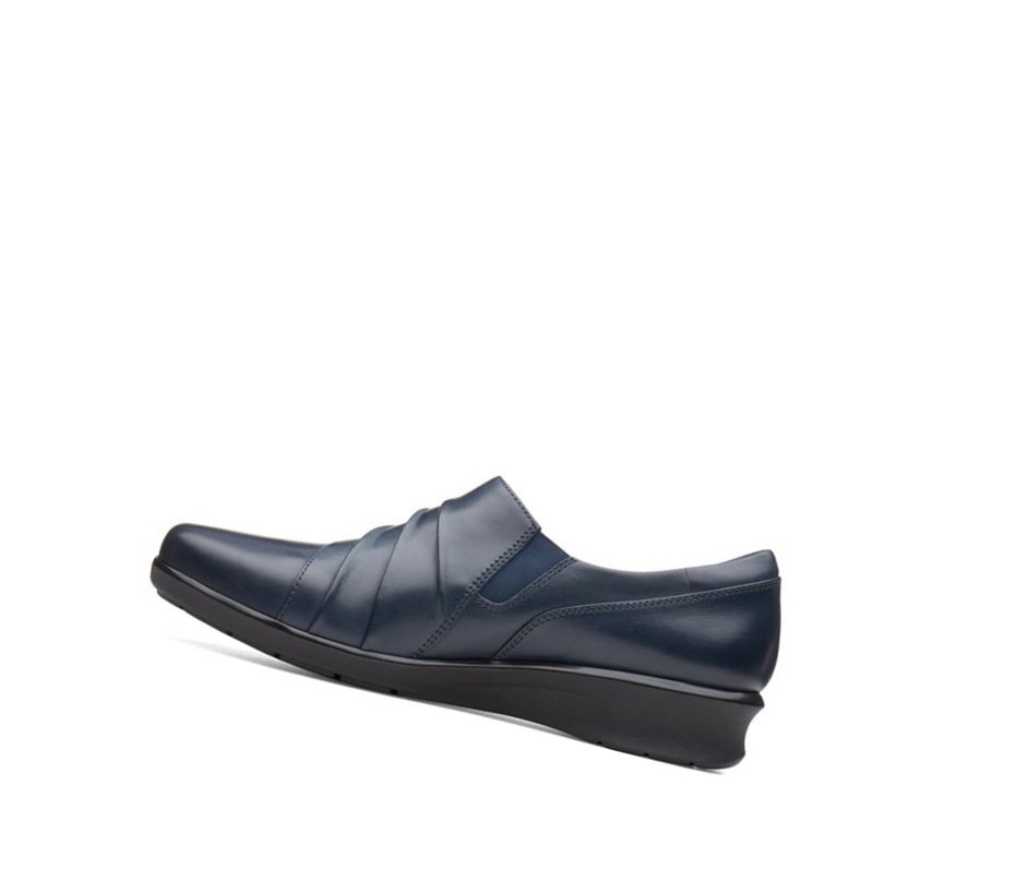 Clarks Hope Roxanne Leder Flache Schuhe Damen Navy | VCNX51204