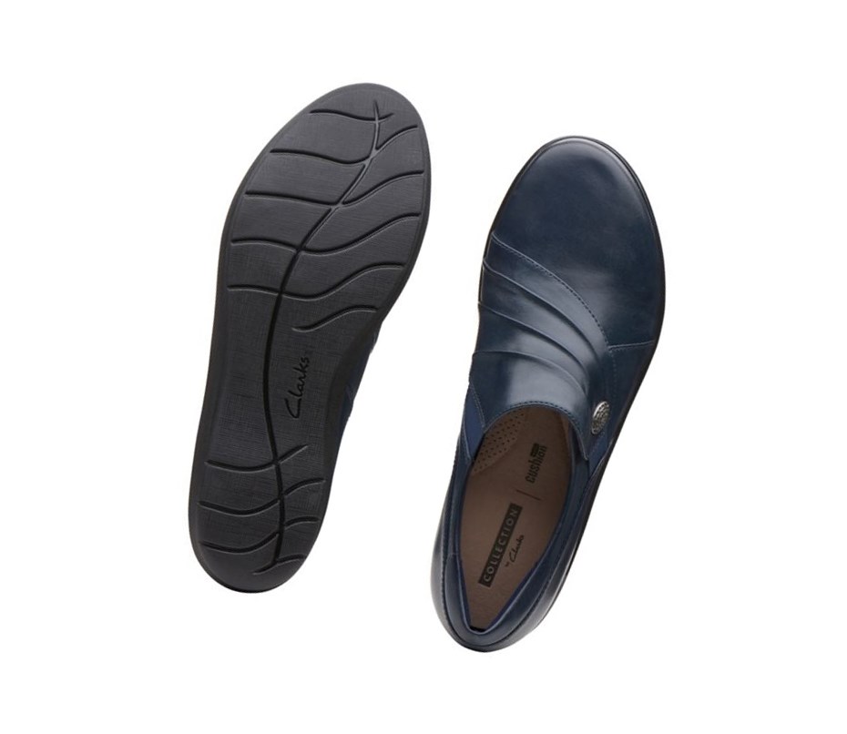 Clarks Hope Roxanne Leder Flache Schuhe Damen Navy | VCNX51204