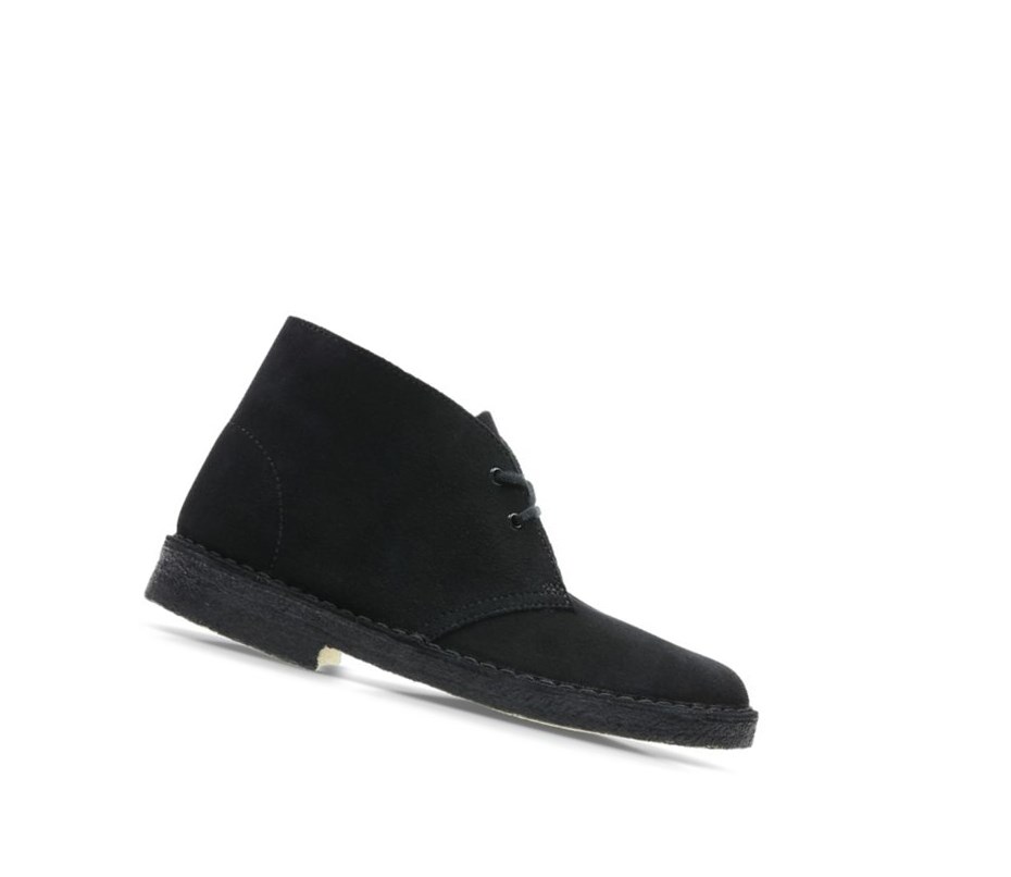 Clarks Iconic Wildleder Wüstenstiefel Damen Schwarz | NPLR61908