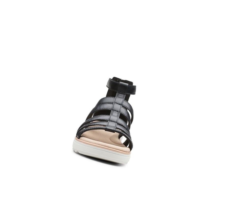 Clarks Jillian Nina Leder Keilabsatz Sandalen Damen Schwarz | WDAE98103
