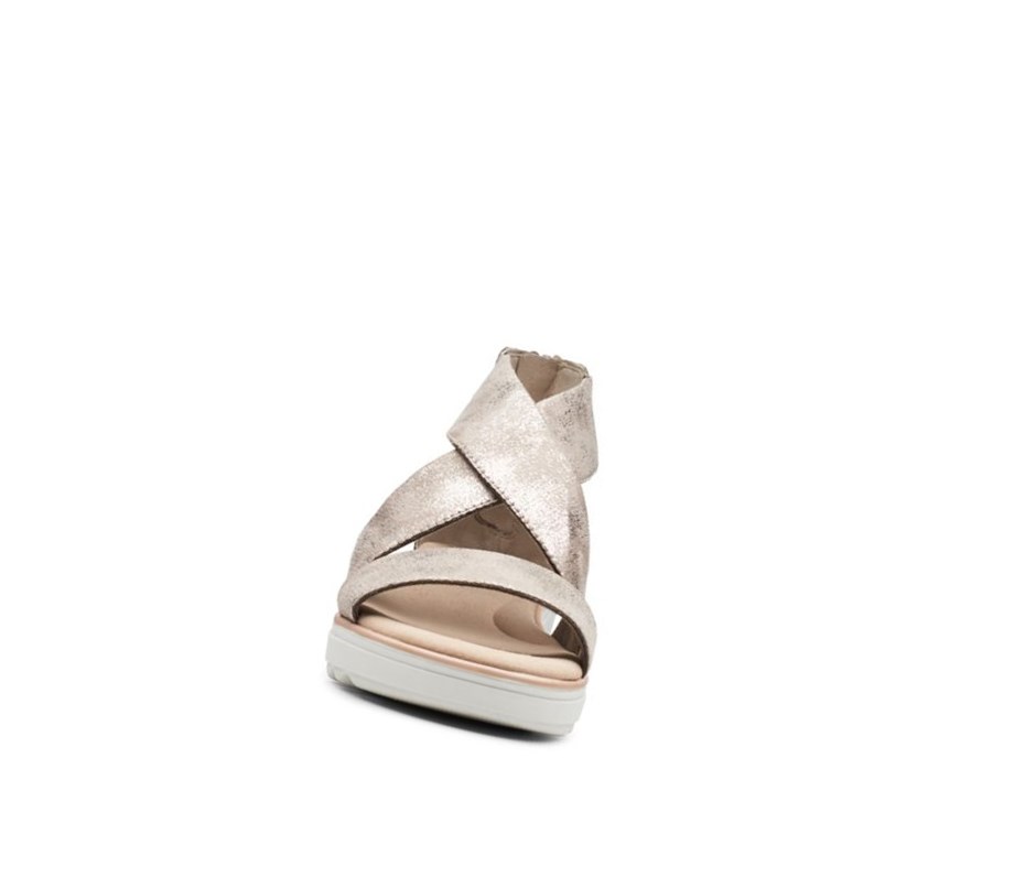 Clarks Jillian Rise Keilabsatz Sandalen Damen Silber Metal | SWIR19072