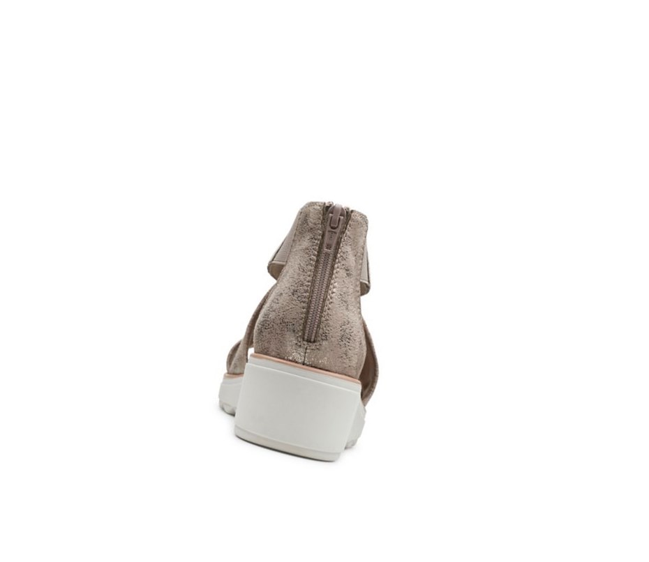 Clarks Jillian Rise Keilabsatz Sandalen Damen Silber Metal | SWIR19072