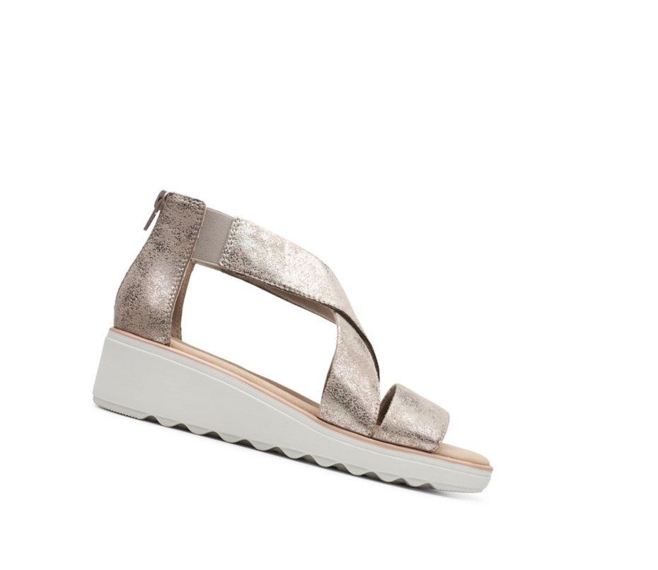 Clarks Jillian Rise Keilabsatz Sandalen Damen Silber Metal | SWIR19072