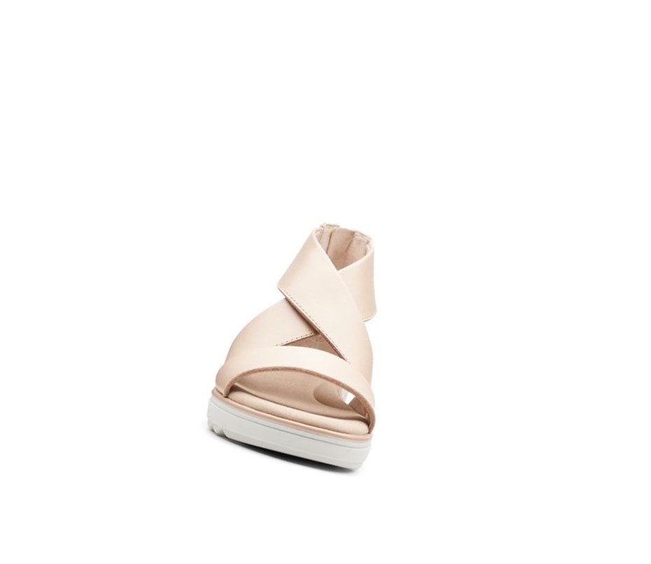 Clarks Jillian Rise Leder Keilabsatz Sandalen Damen Hautfarbe | MSTY73561