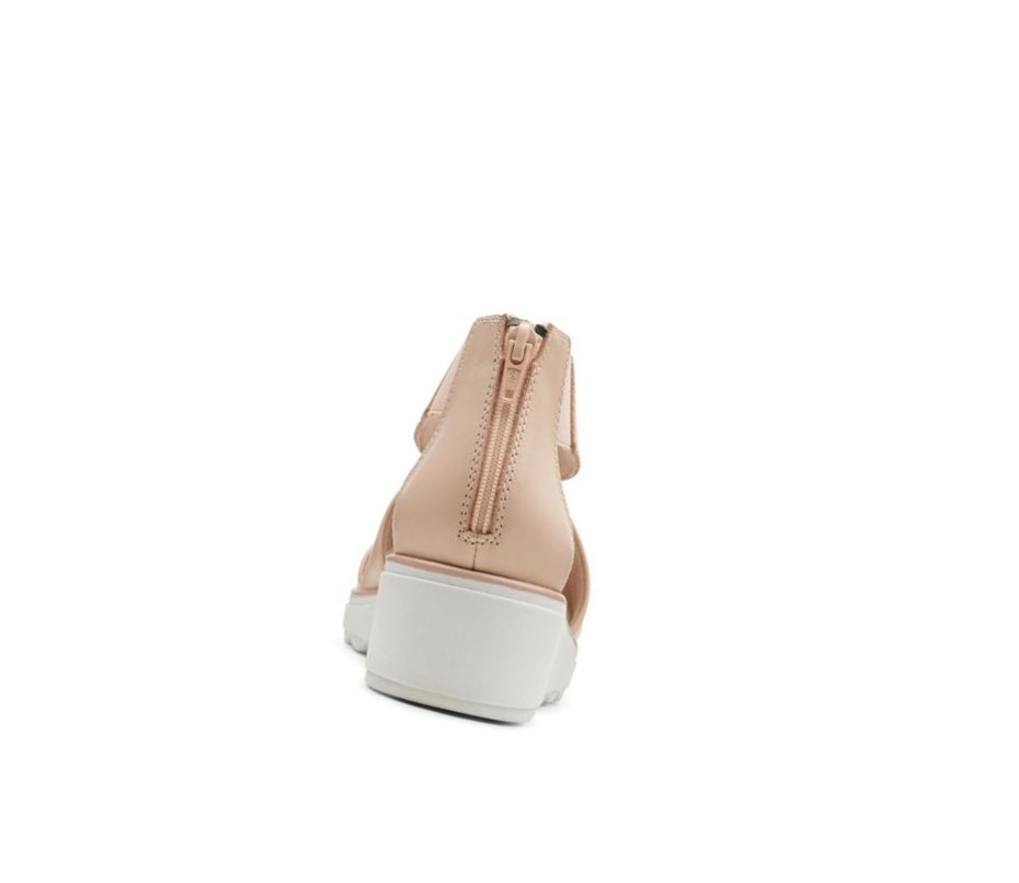 Clarks Jillian Rise Leder Keilabsatz Sandalen Damen Hautfarbe | MSTY73561