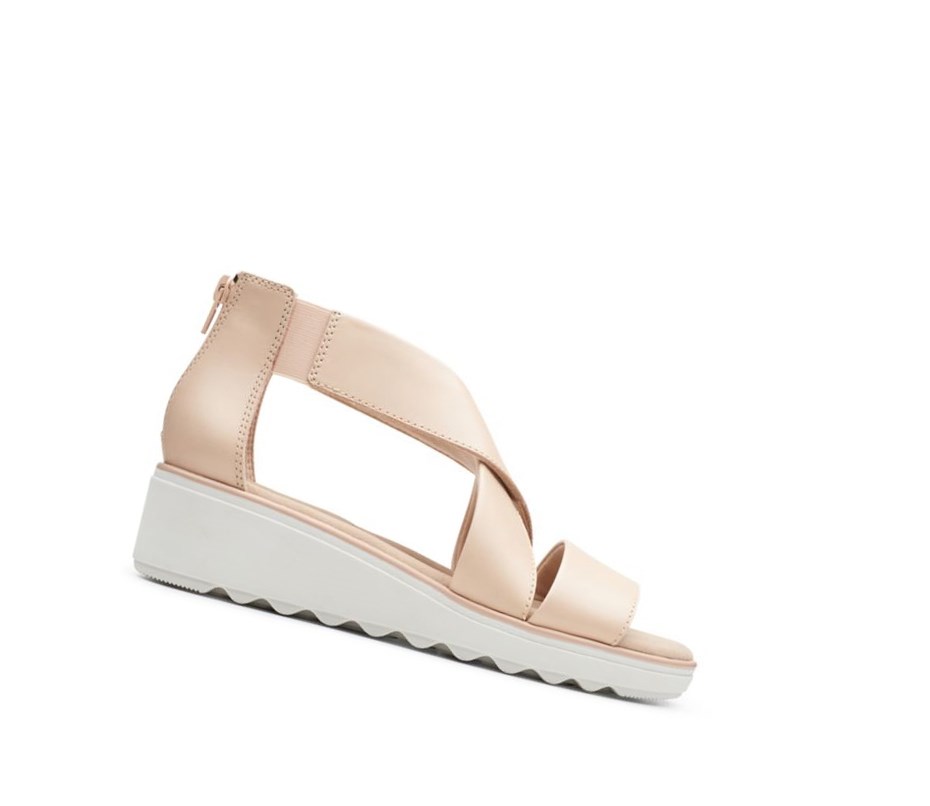 Clarks Jillian Rise Leder Keilabsatz Sandalen Damen Hautfarbe | MSTY73561