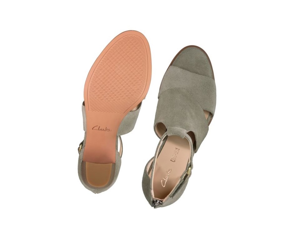 Clarks Kaylin 60 Glad Wildleder Sandalen Absatz Damen Olivgrün | ZWUL04168