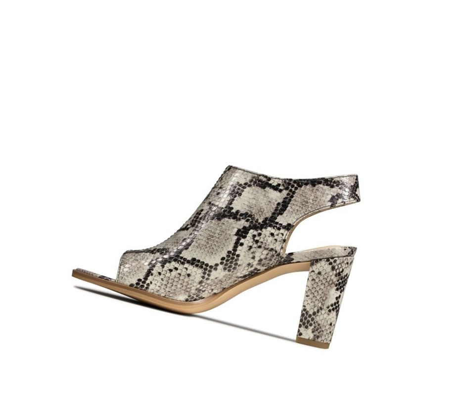 Clarks Kaylin 85 Sling Sandalen Absatz Damen Grau Schlangenoptik | GIMO05398