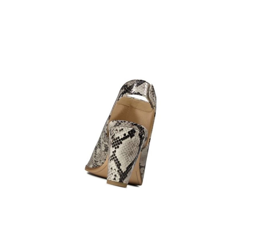 Clarks Kaylin 85 Sling Sandalen Absatz Damen Grau Schlangenoptik | GIMO05398