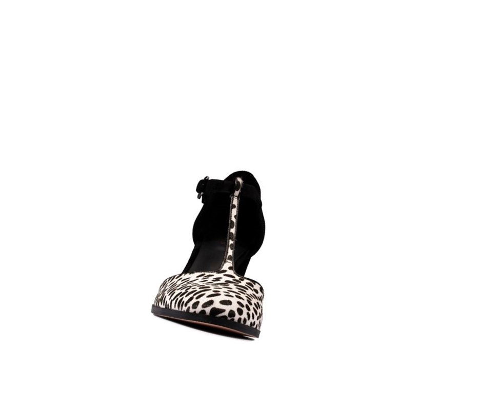 Clarks Kaylin 85 T Bar Print Freizeitschuhe Damen Leopard | UGLA41865