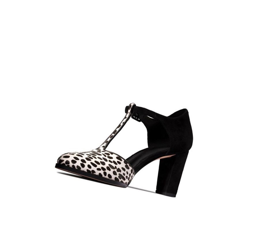 Clarks Kaylin 85 T Bar Print Freizeitschuhe Damen Leopard | UGLA41865